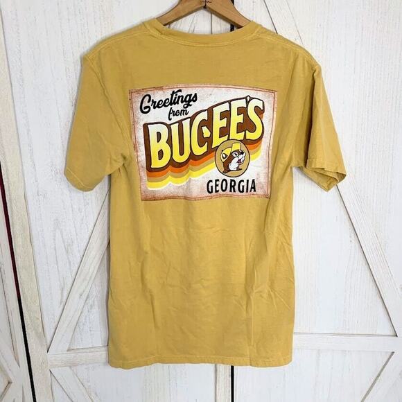 Buc ees T-Shirt Greetings From Georgia Logo Yellow Size Adult Small Unisex Tee - Picture 4 of 5